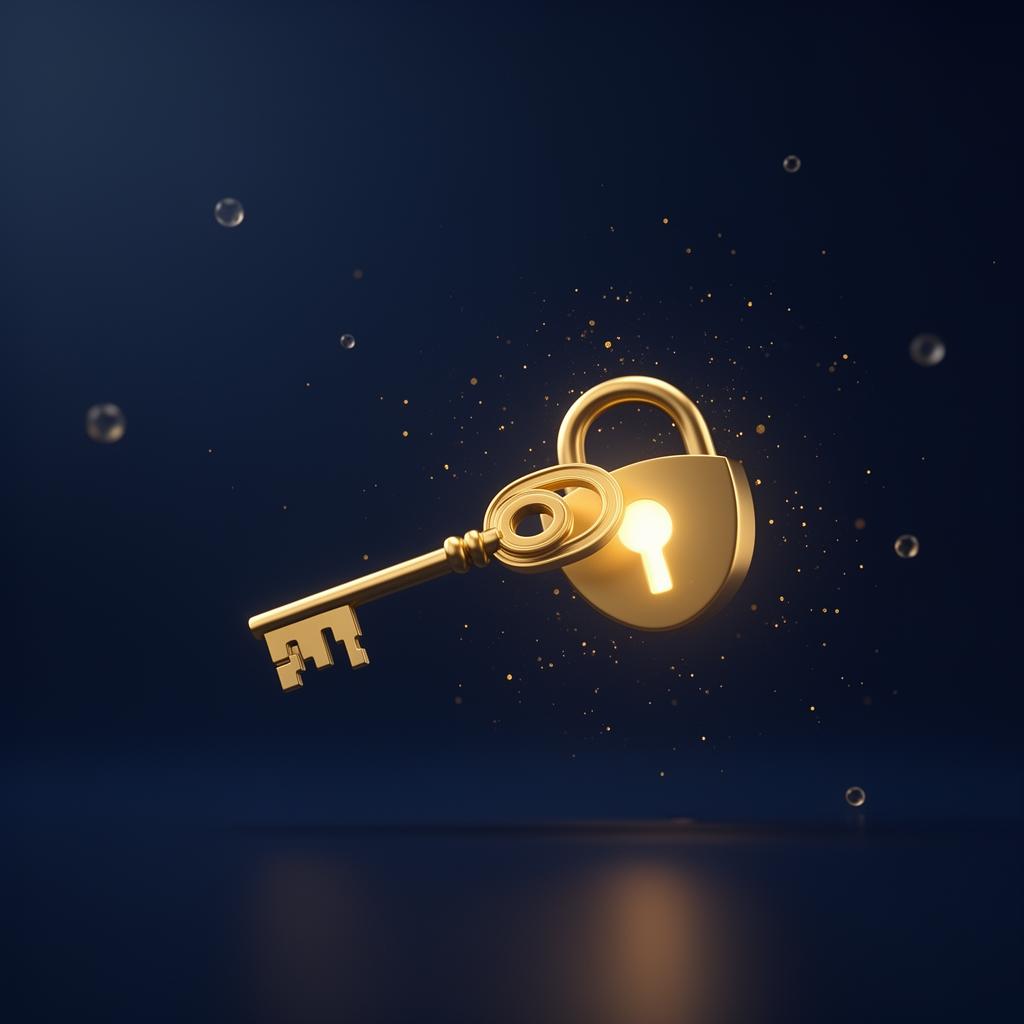Chave dourada liberando cadeado — destravamento empresarial